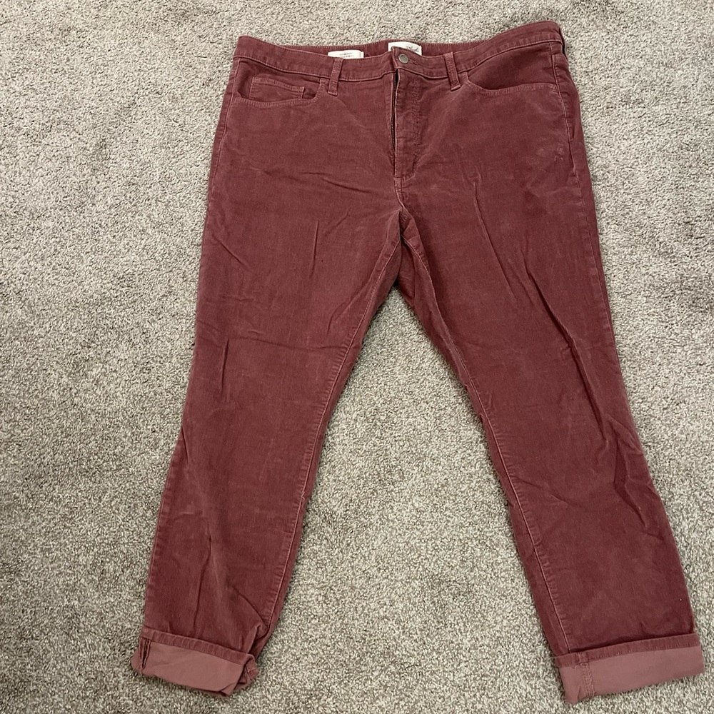 Mauve corduroy skinny jeans, size 18
